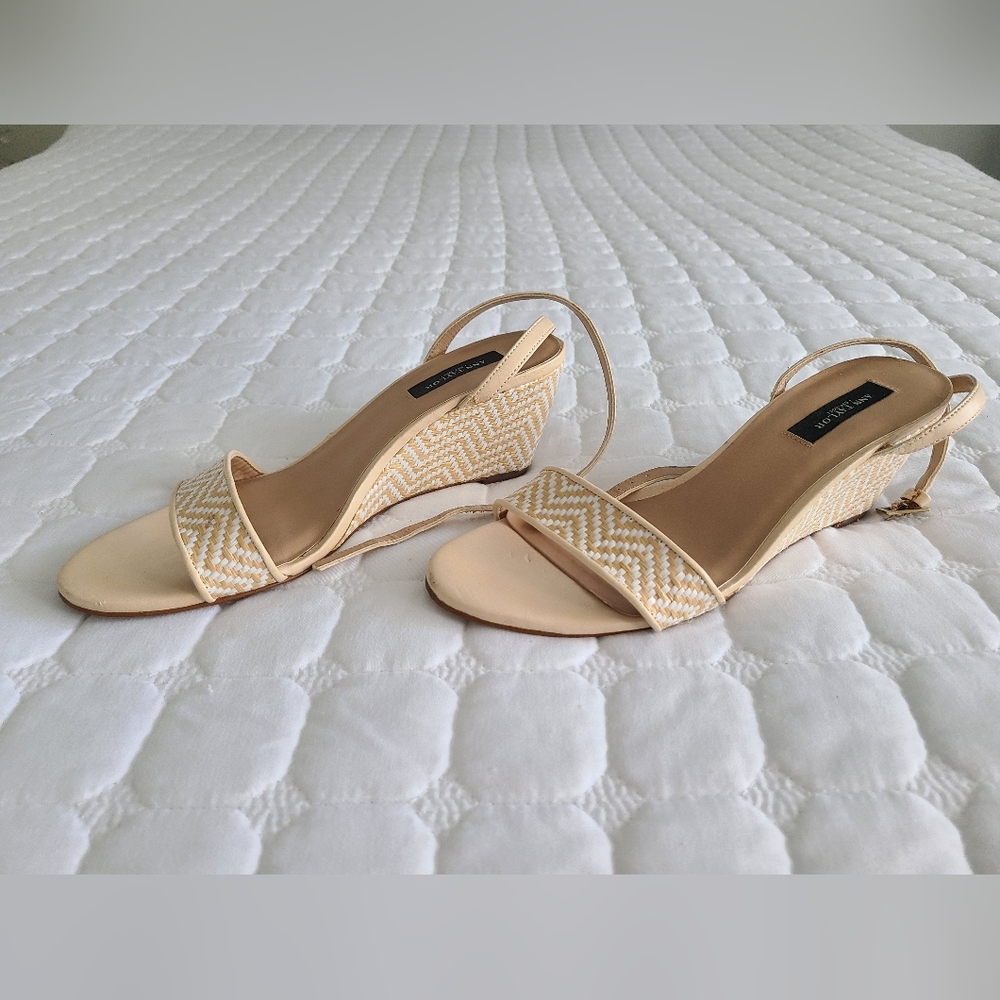 Ann Taylor ankle strap wedges 7.5